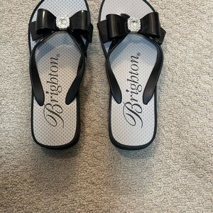Brighton Black Sandals with Bow Accents